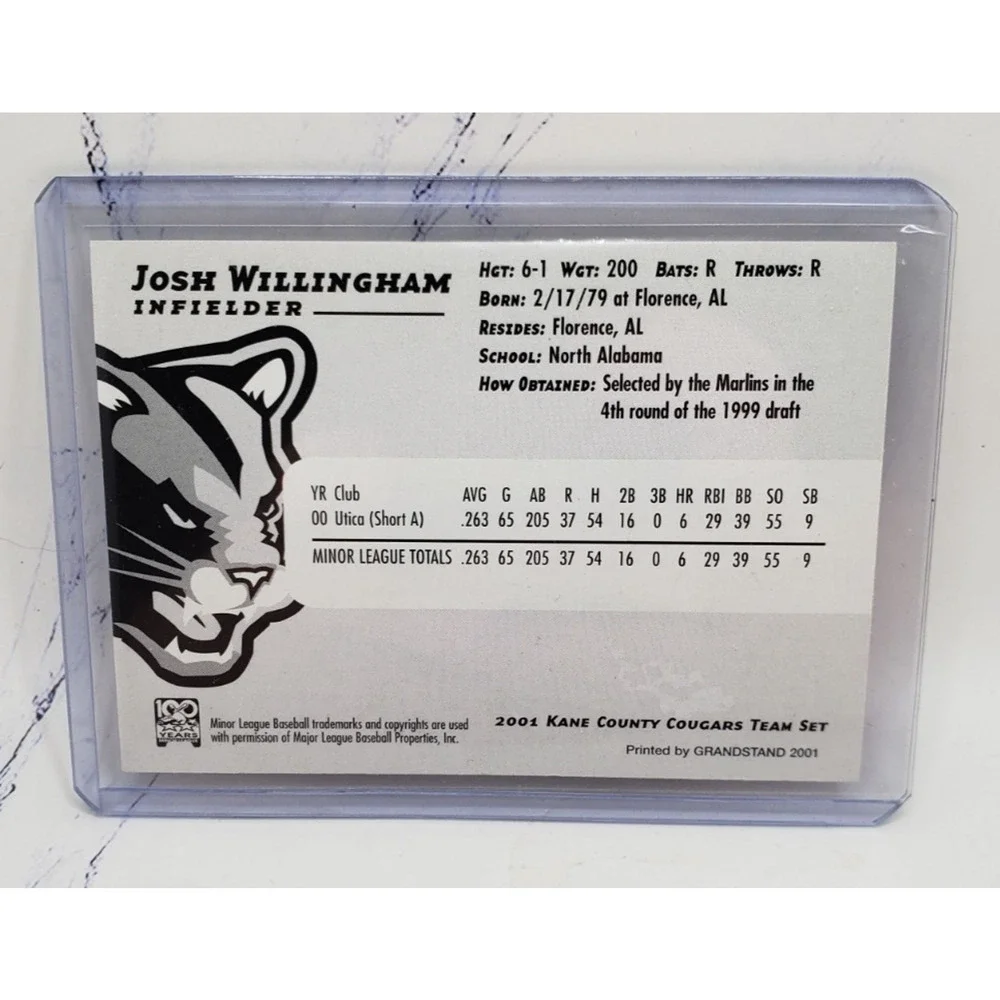 2001 Grandstand Kane County Cougars Josh Willingham Minor League Card